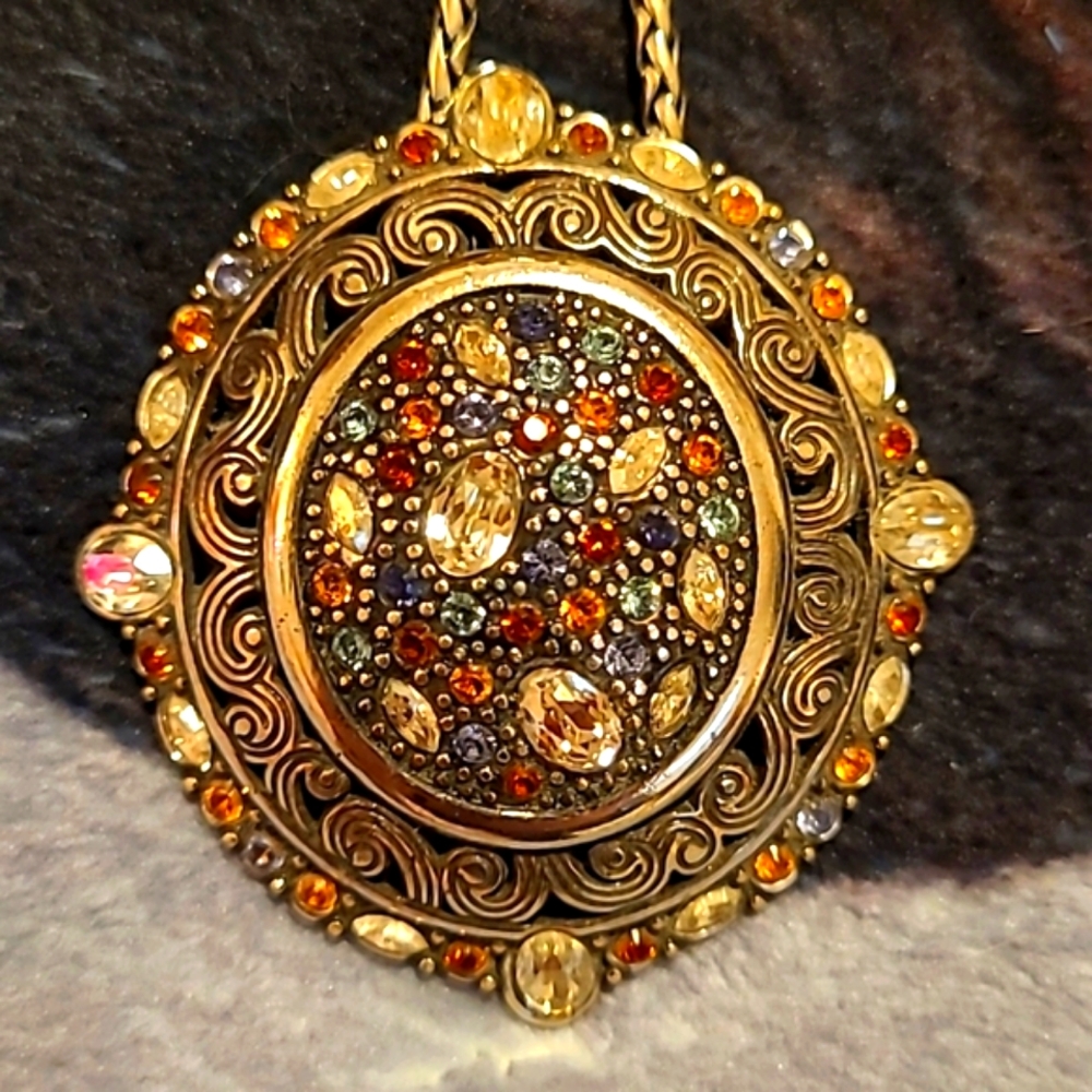 Medallion With Cord Necklace Fabulous Brooch